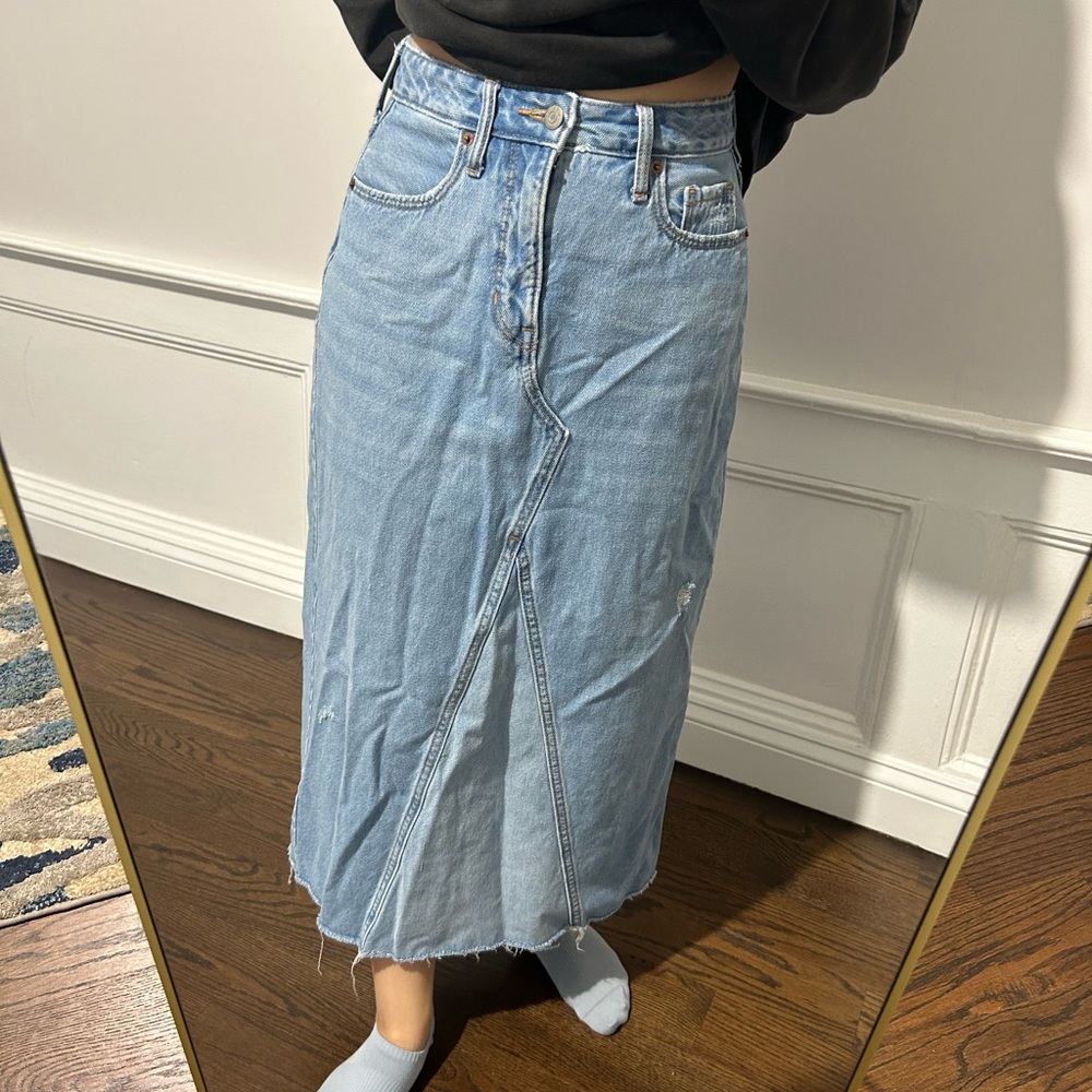 Zara Blue Maxi Slit Skirt Casual